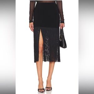 18" Fringe Mini Skirt in Black Norma Kamali